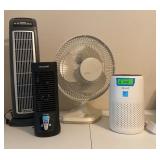 3 FANS & 1 LEVOIT AIR PURIFIER