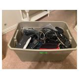 1 TUB FULL OF ASSORTED CABLES, ADAPTERS, ELECTRONI