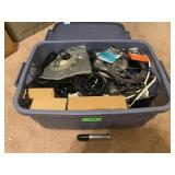 1 TUB FULL OF ASSORTED CABLES, ADAPTERS, ELECTRONI