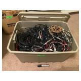 1 TUB FULL OF ASSORTED CABLES, ADAPTERS, ELECTRONI