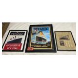 FRAMED RMS TITANIC POSTERS & NEWSPAPER DISPLAY COL