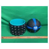 10 LB MEDICINE BALL & ROLLER