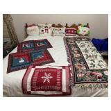 CHRISTMAS PILLOWS , SHAMS & BLANKET