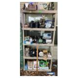 PLASTIC SHELVING UNIT & CONTENTS