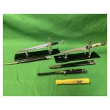 2 DAGGERS WITH SHEATHS & DISPLAY STANDS