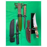 3 KNIVES WITH SHEATHS