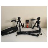 TRIPODS & CAMERA ACCESSORY LOT