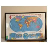 FRAMED ARRL AMATEUR RADIO WORLD MAP