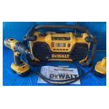 DEWALT WORKSITE RADIO, DRILL & BATTERIES