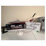 RC BATTLESHIP & SYMA HELICOPTER LOT W/ BOXES