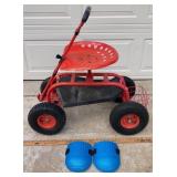 ROLLING GARDEN SCOOTER CART W/ KNEELING PADS