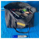 DEWALT TOOL BAG LOADED WITH HAND TOOLS, CRAFTSMAN