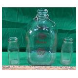 VNTG BORDEN MILK JAR & MILK BOTTLES