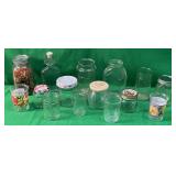ASSORTED GLASS JARS -PLANTERS ANNIVERSARY & JAM
