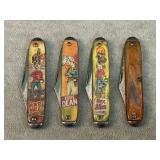 4 VNTG WESTERN THEMED POCKET KNIVES