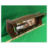 VINTAGE  WOOD WALL SHELF WITH MIRROR