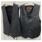 2 MENS WESTERN LEATHER VESTS ( 1 CONCEAL CARRY)