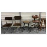 5 SHOP STOOLS (2 W/ CASTERS)