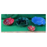 GLAZED POTTERY BOWLS & TRINKET DISH