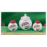 VNTG VITROCK MILK GLASS ART/DECO SET (RED/BLACK)