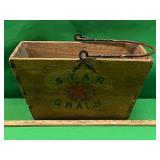 VINTAGE WOODEN STAR GRAIN CARRIER W/IRON HANDLE