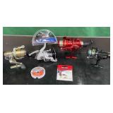 4 SPINNING REELS WITH FISHING LINE & TACKLE