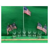 VNTG ETCHED EAGLE GLASSES /AMERICAN FLAGS