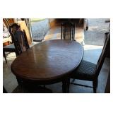 Large Wooden Dining Room Table-6 Chairs-two Leaves