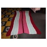 Afghan - 8.5 x 4.5 - Plush - Aqua/Mauve/Salmon