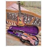 Vintage Violin with Damage and First Act Guitar