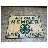 VINTAGE 4 H MEMBER TIN SIGN - MEASURES 13' X 9.25'