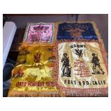 (4) VINTAGE MILITARY PILLOW COVERS - CAMP FORREST, US ARMY, US NAVY GREAT LAKES ILLINOIS, AMERICA'S 