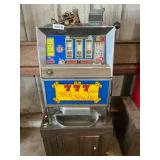 VINTAGE BALLY 777 LAS VEGAS SLOT MACHINE WITH CABINET (MAY NEED WORK)