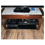 SOLID WOOD GLASS SHELF TV STAND