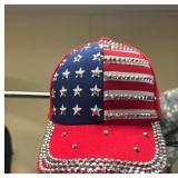 NEW USA American Flag Hat Cap Rhinestone Red