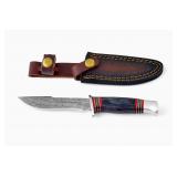 Damascus Steel Utility Camping Knife & Sheath