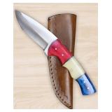 Red, White & Blue Skinner Knife w/ Sheath NEW