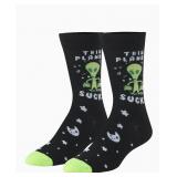 NEW -- Crazy Socks 'THIS PLANET SUCKS' Men's Crew