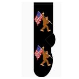 NEW -- FUN SOCKS BIG FOOT USA FLAG BLACK