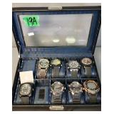 8 Men's Watches With Case. Lcd Chronographs,