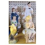 Porcelain Figurines, Girl Reading Book, Yellow