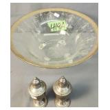 Glass Lined Sterling Silver Salt Pepper Shakers,