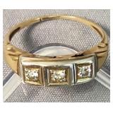 14k Gold Diamond Ring 1.2 Dwt. Acid Tested