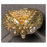 14k Gold Diamond Eye Owl Ring 6.8 Dwt. Acid