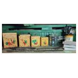 Wooden Rooster Canister Set Flour Sugar Coffee