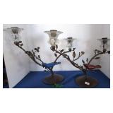 Candelabrad W Tree Branches And Birds