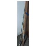 3 Fishing Rods. Octagonal Bamboo Etc Up To Just