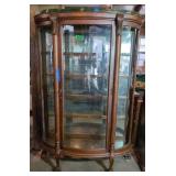 Oak Bow Front Cabinet With Shelves, Paw Feet.