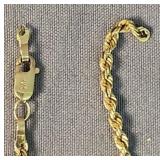10k Gold 21' Rope Necklace 4.3 Dwt Broken Clasp