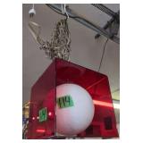 Red Lucite Mcm Hanging Lamp Light Fixture